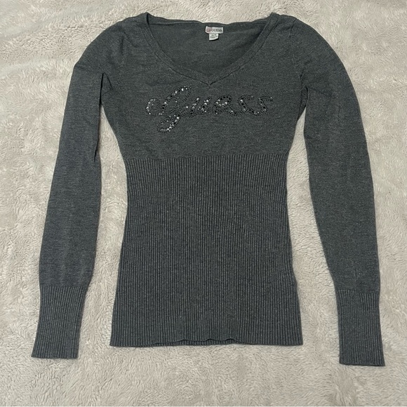 Guess Ribbed Knit Logo Sweater - Picture 1 of 3
